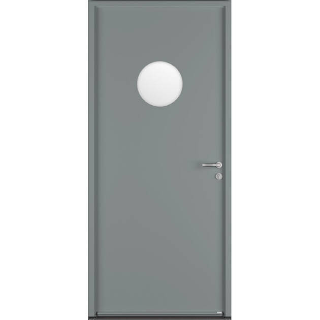 Porte de service acier vitrage rond