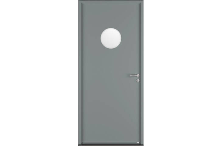 Porte de service acier vitrage rond