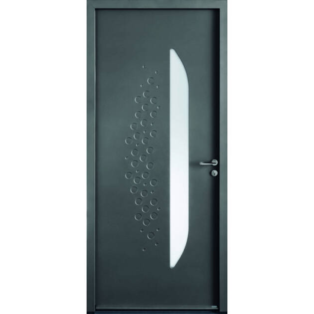 Porte vitrée et motifs bulle